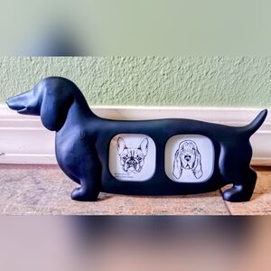 NWOTs Black Dachshund Shaped Photo Frame. Holds Two 2x2 Photos.